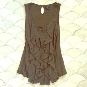 Moss Green Ruffle Front Tank Top